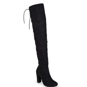 Black over the knee heeled boots
